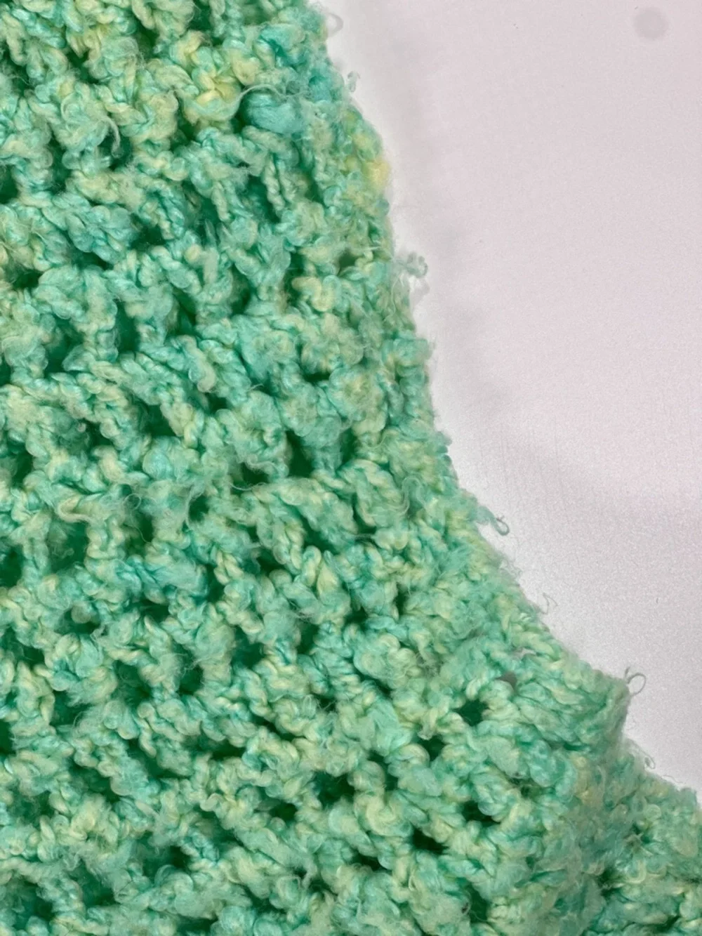 Handmade Mint Green Crochet Afghan Throw 46x44 Grandma Loves Me
